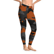 Black & Orange Camo Leggings For Women | Mid Waist Fit Camo Colors