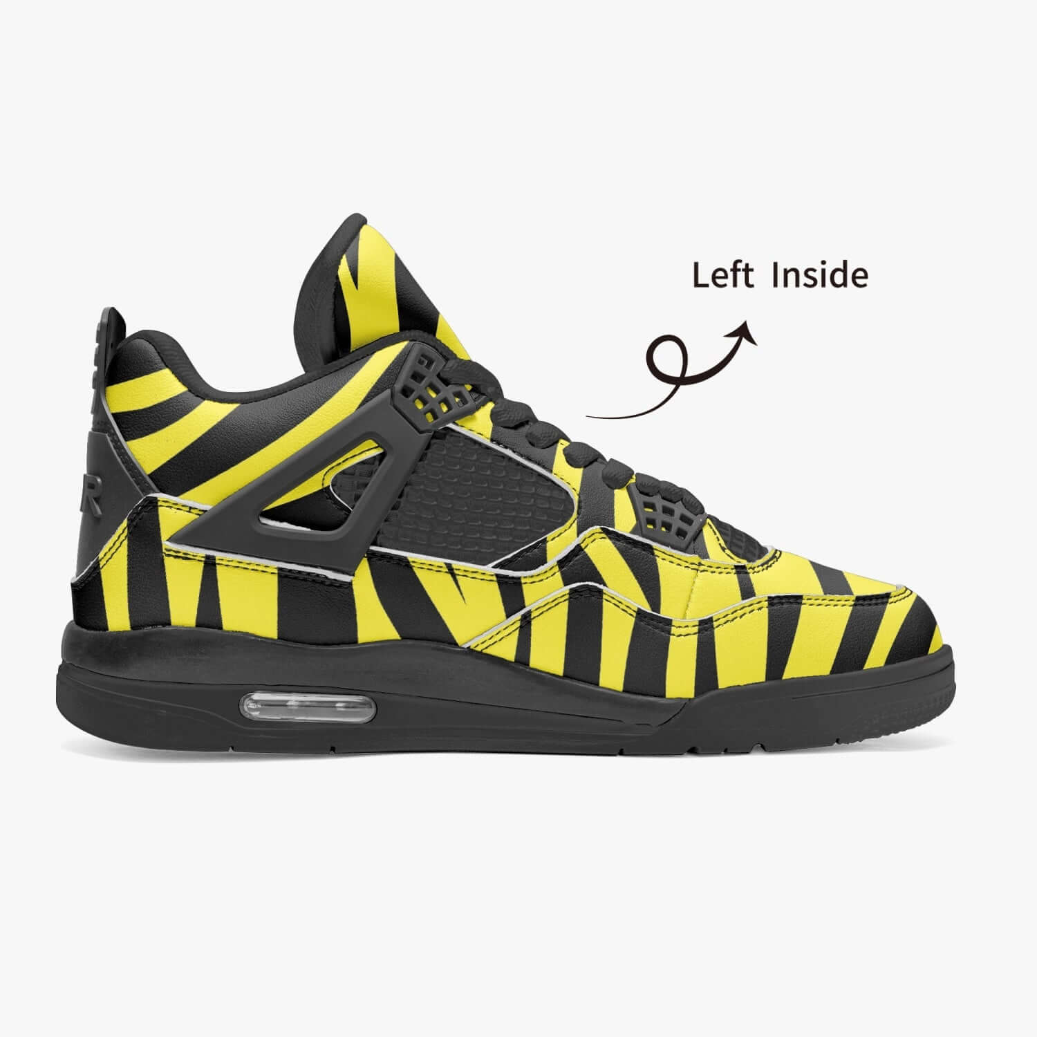 Zebra Jordans AJ4 | Yellow and Black Sneakers style Camo Colors