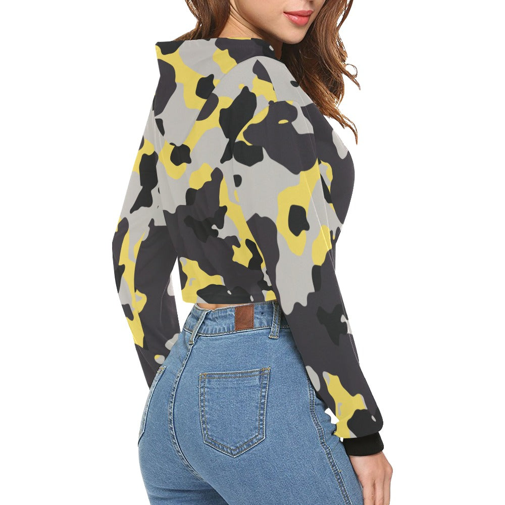 Cropped Camo Hoodie | Regular Fit | Yellow, Black, and Silver Camo Colors
