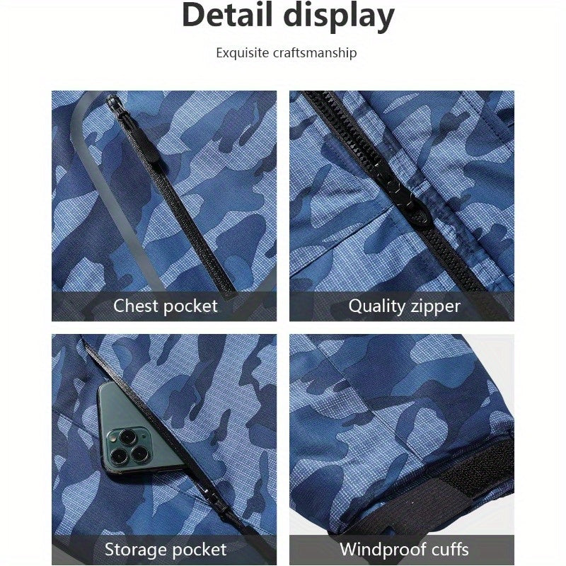 Men's Mountain Coat, Super Warm Fleece, Snow Hooded Jacket Camo Colors