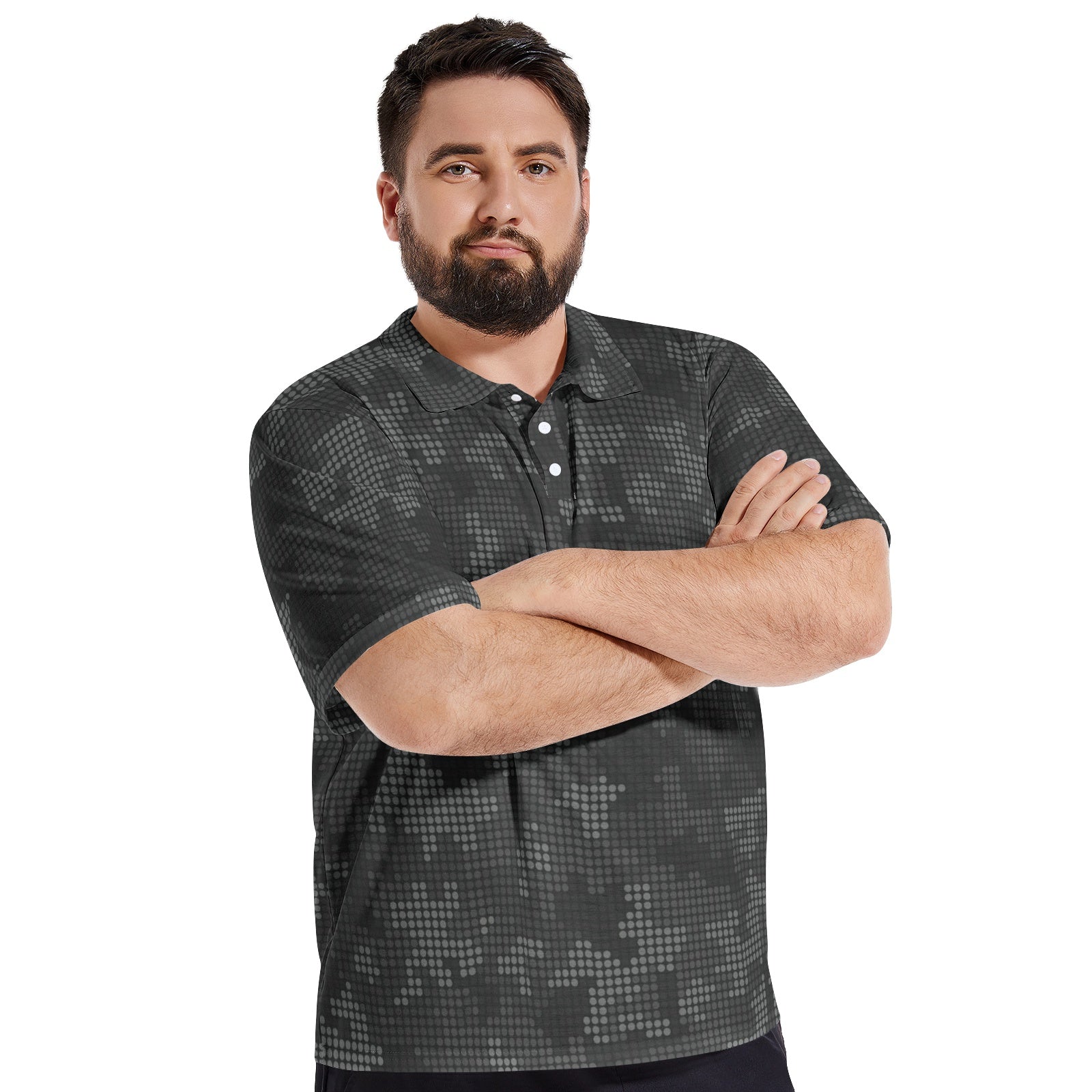 Black Camo Golf Shirt | Stylish Pixel Camouflage Camo Colors