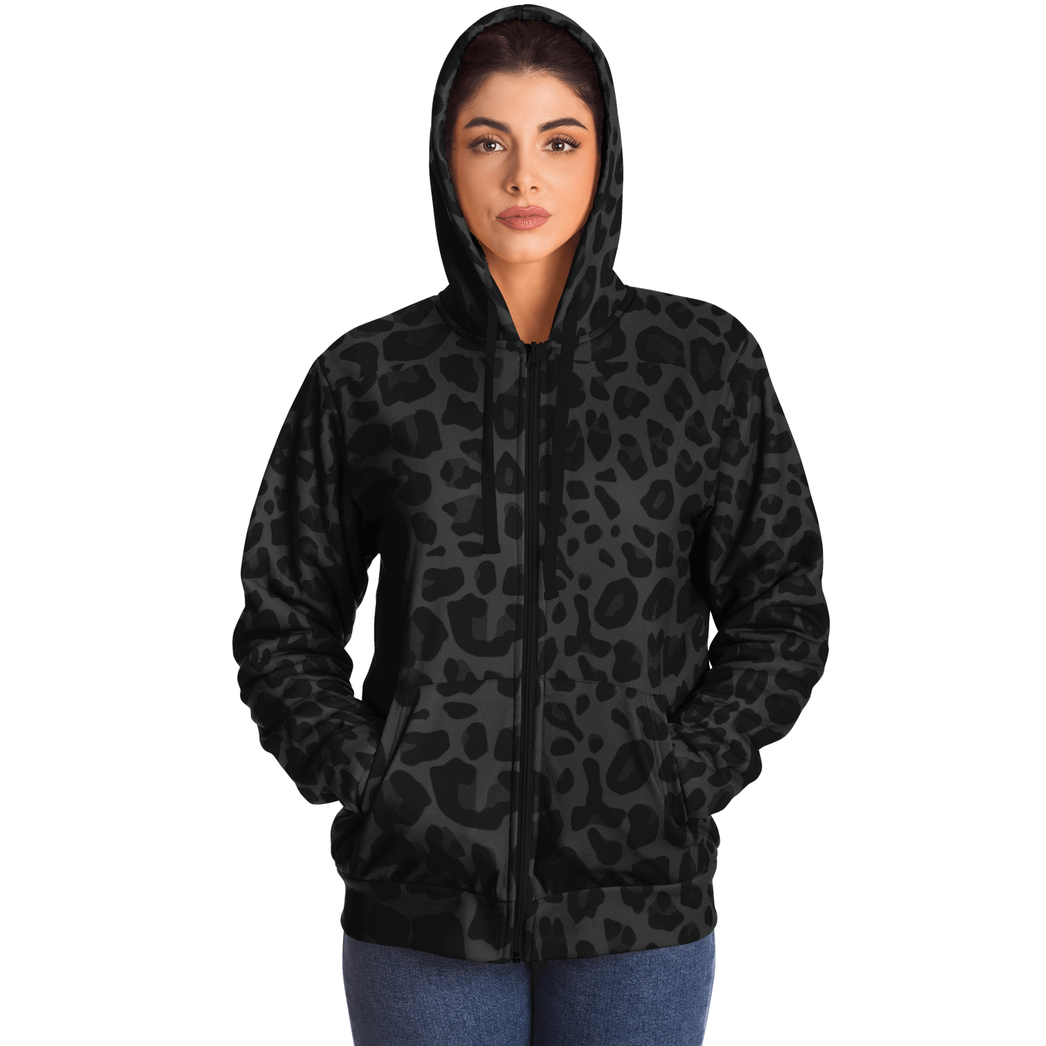 Microfleece Zip Hoodie | Black Puma Print Camo Colors