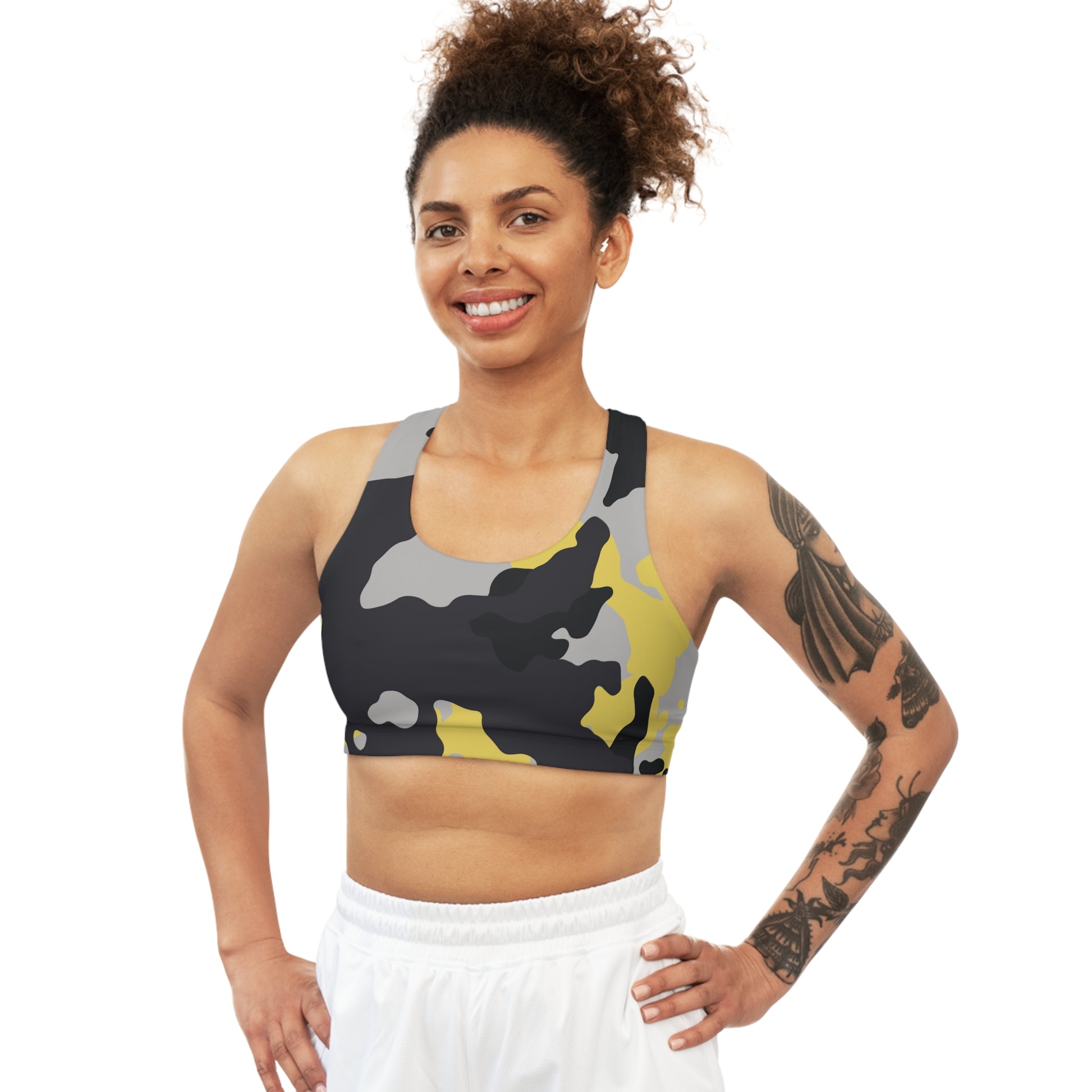 Camo Bra | Yellow, Black, and Silver Sports Camouflage Camo Colors