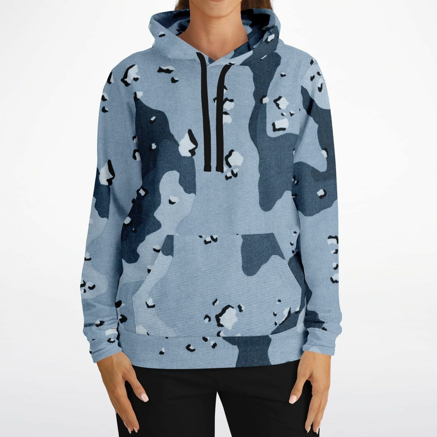 Navy Camouflage Hoodie | Fabric Style Print | Camo Colors