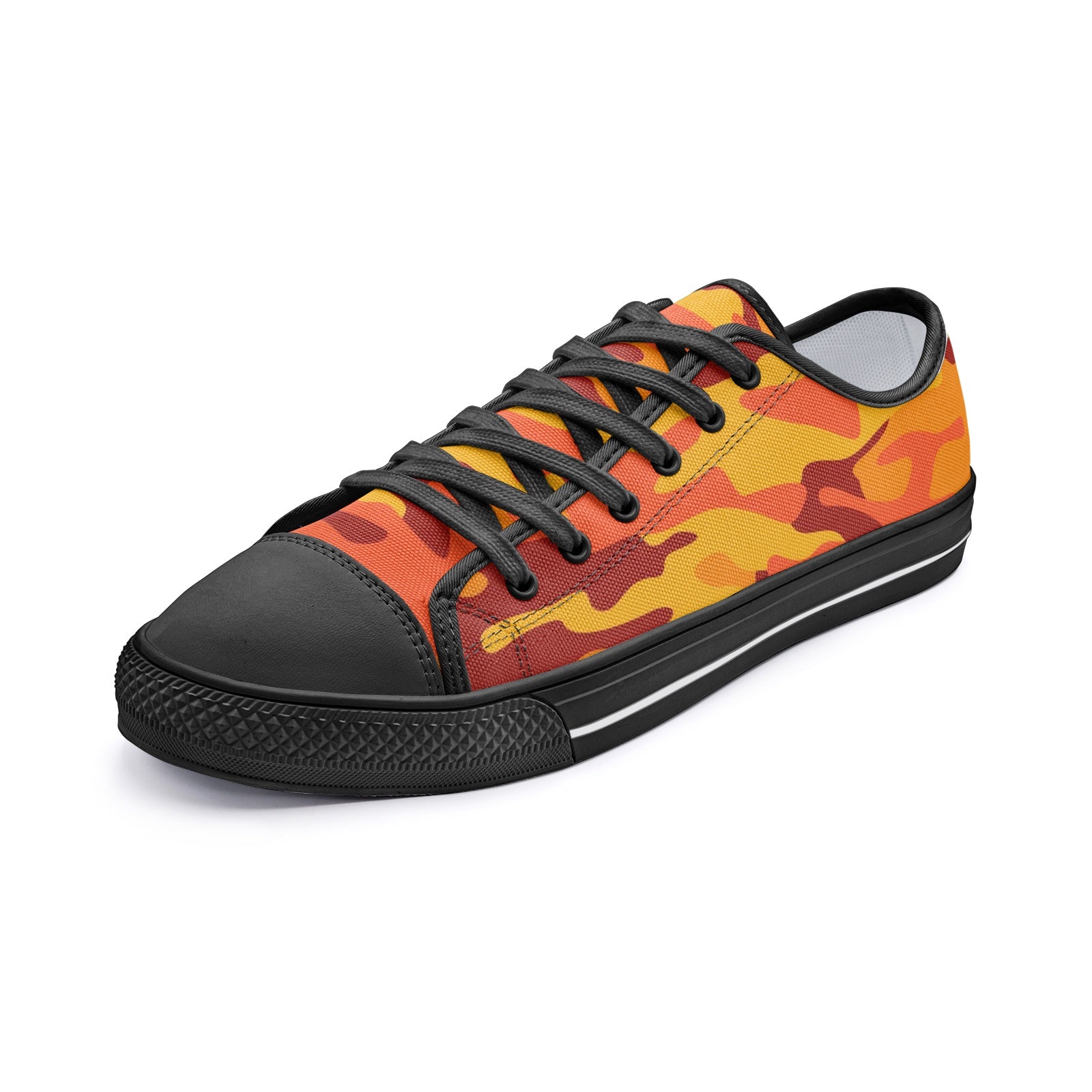 Camo Shoes | Low Top Canvas | Orange & Red Camouflage Camo Colors