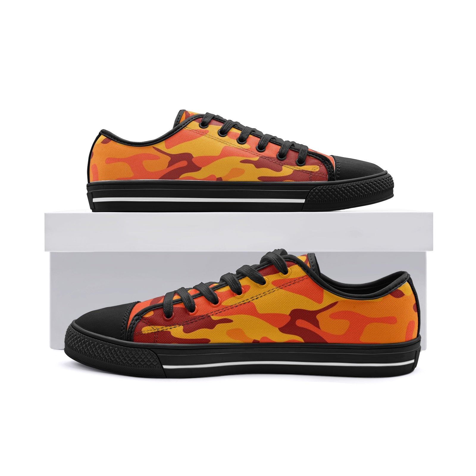 Camo Shoes | Low Top Canvas | Orange & Red Camouflage Camo Colors