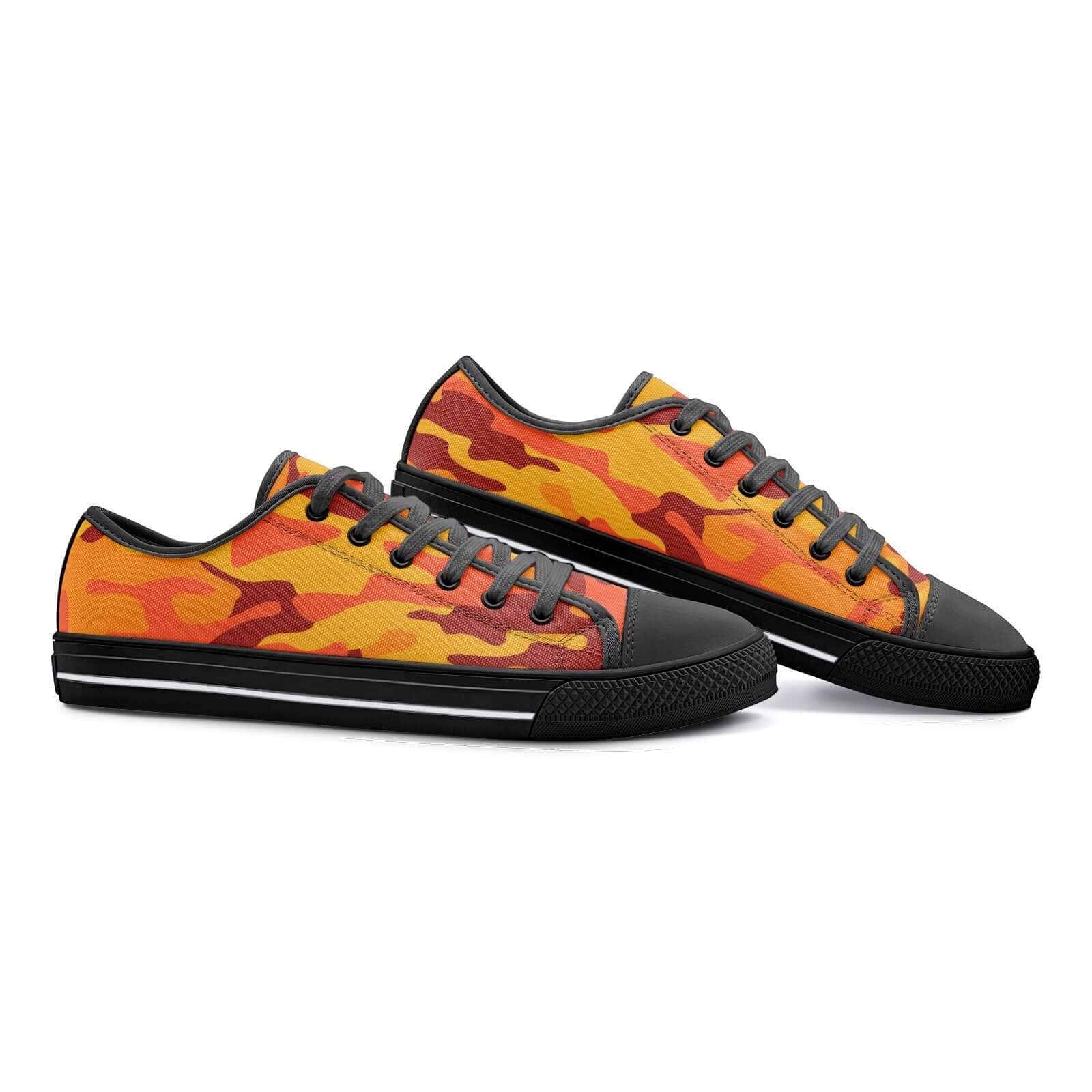 Camo Shoes | Low Top Canvas | Orange & Red Camouflage Camo Colors
