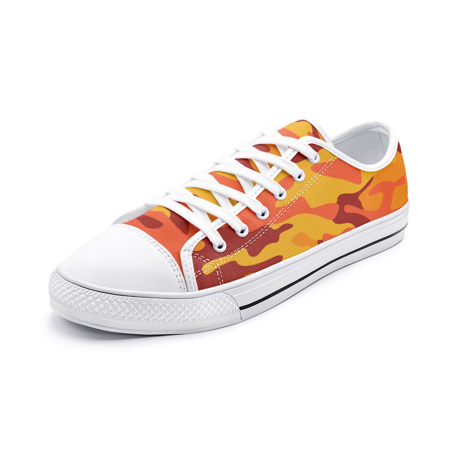Camo Shoes | Low Top Canvas | Orange & Red Camouflage Camo Colors