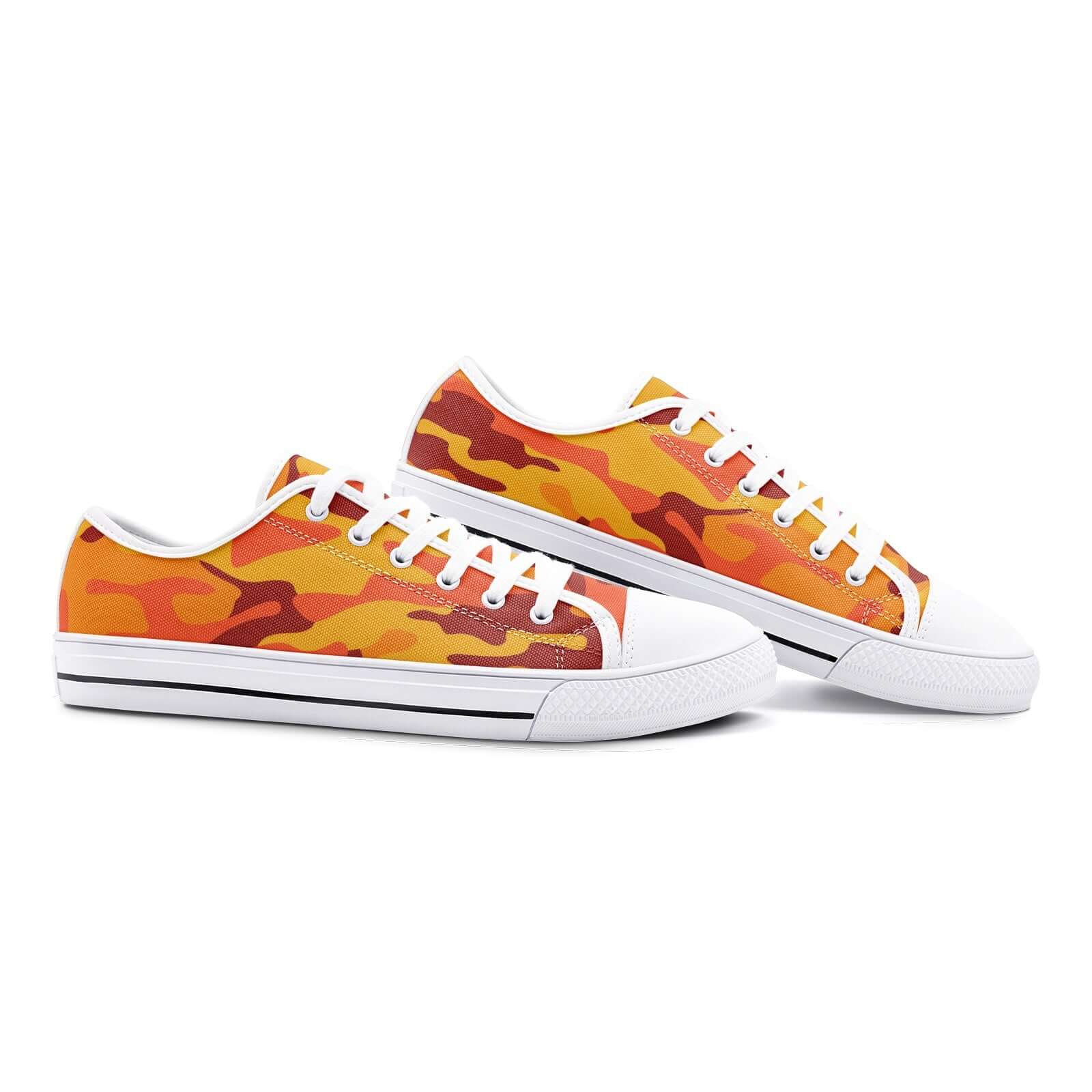 Camo Shoes | Low Top Canvas | Orange & Red Camouflage Camo Colors