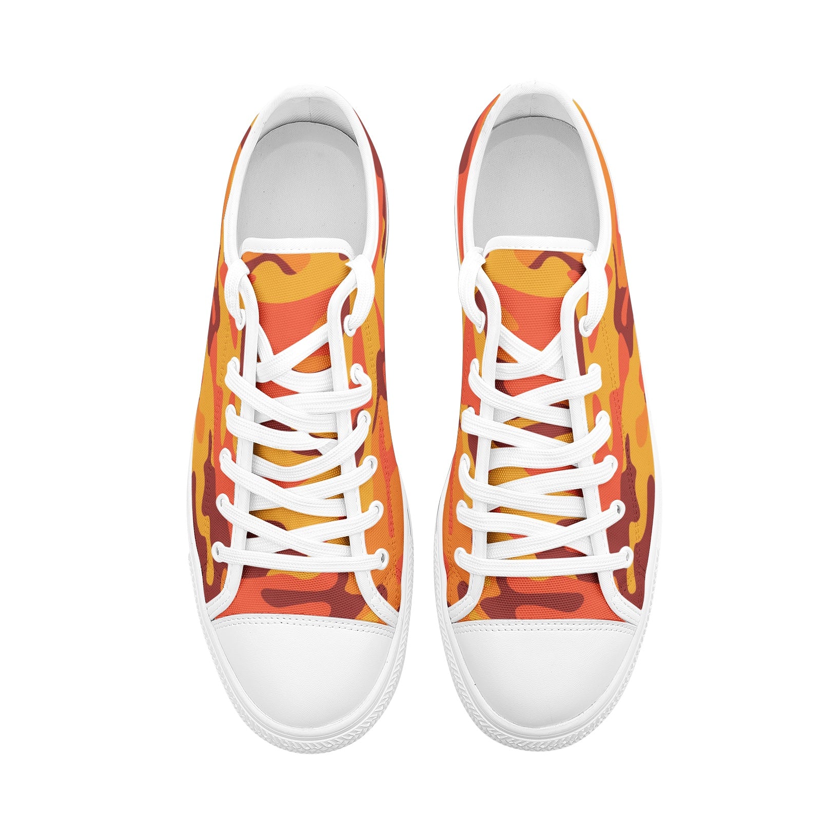 Camo Shoes | Low Top Canvas | Orange & Red Camouflage Camo Colors