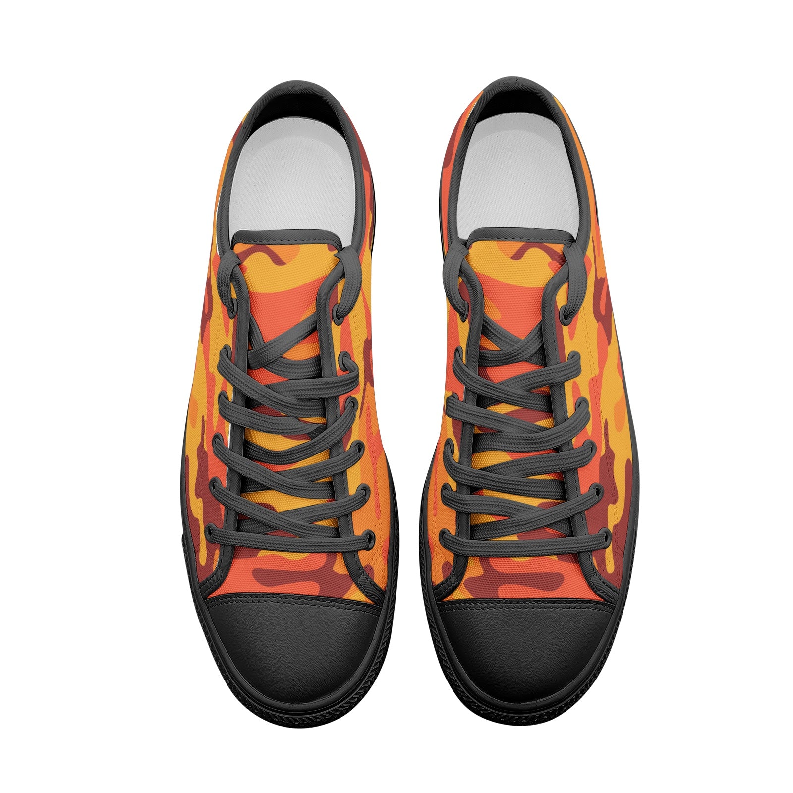 Camo Shoes | Low Top Canvas | Orange & Red Camouflage Camo Colors