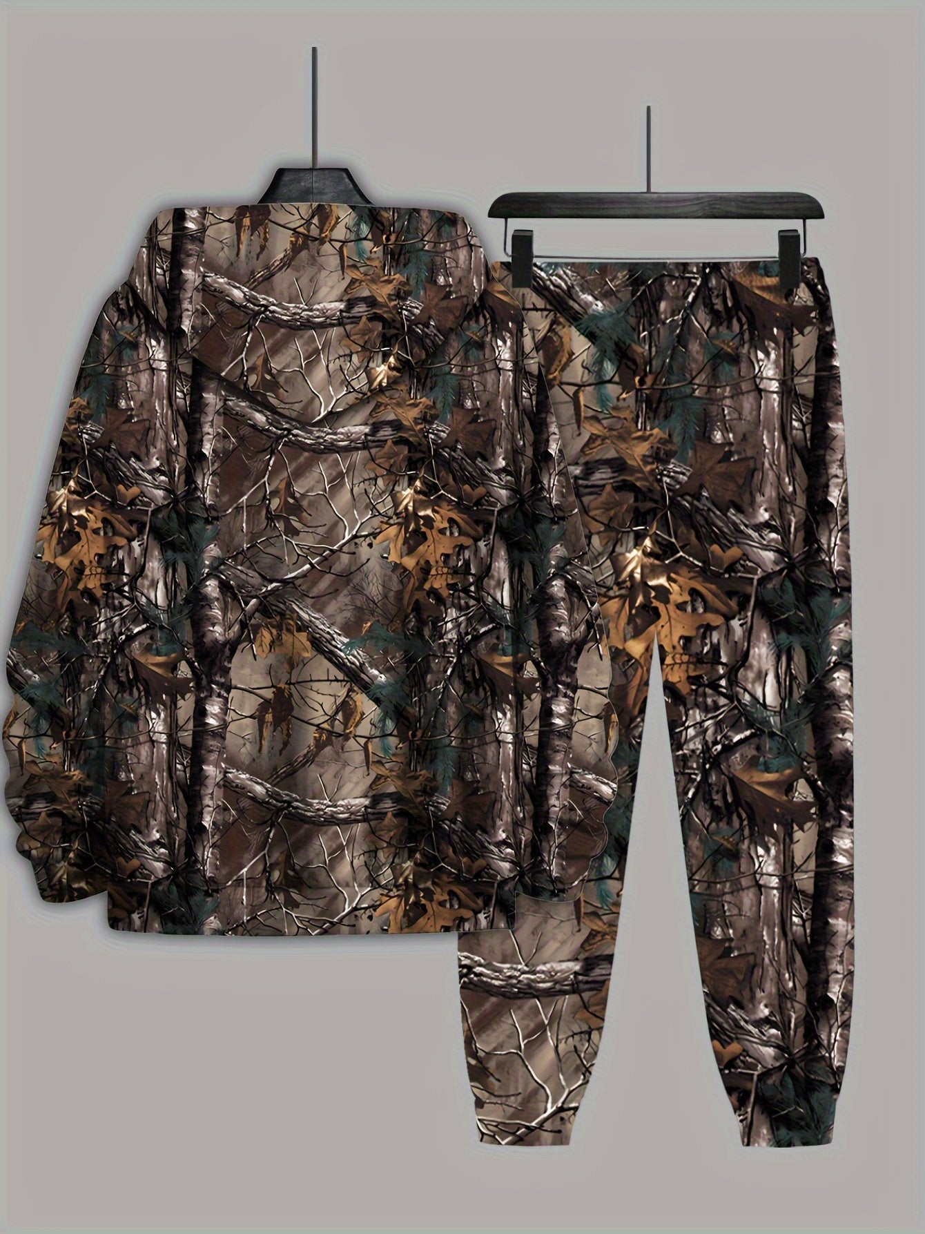 Men’s Plus-Size 3D Trunks Graphic Hooded Sweatshirt & Sweatpants | Camo Colors