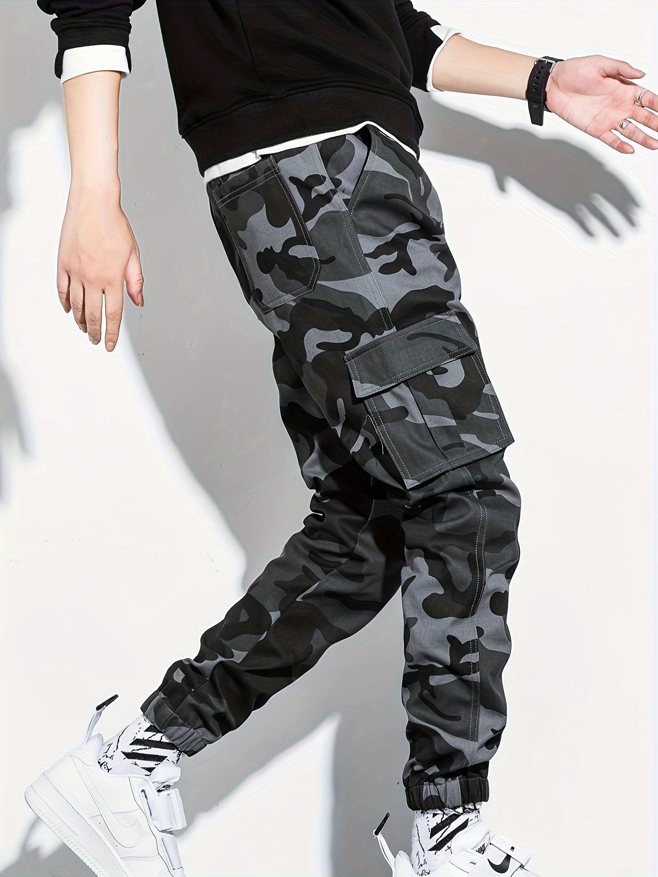 Men's Camo Cargo Cropped Pants With Multi Pockets | Vintage Style Camo Colors