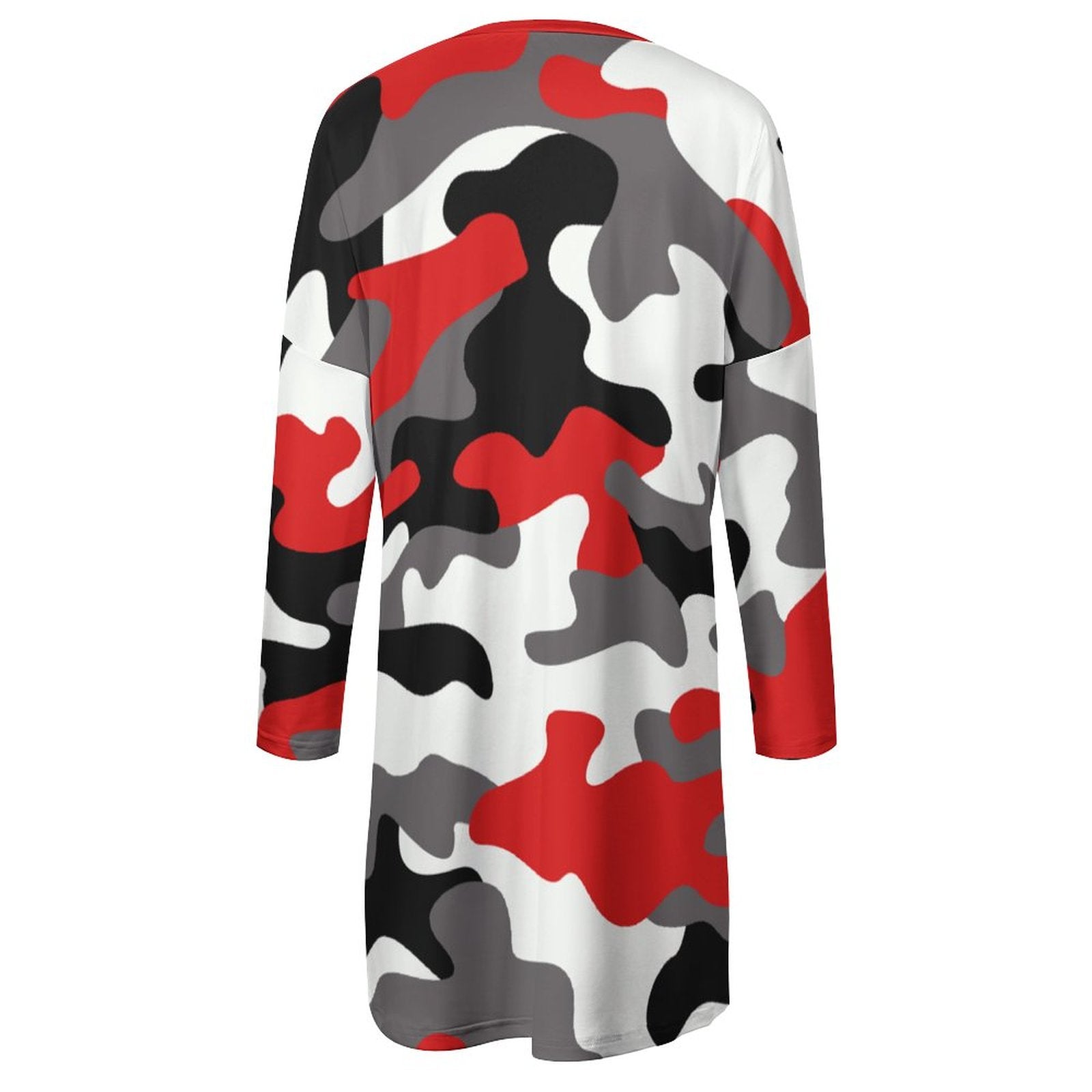 Camo Shirt | Loose Fit Long Sleeves | Red, Black, & White Camo Colors