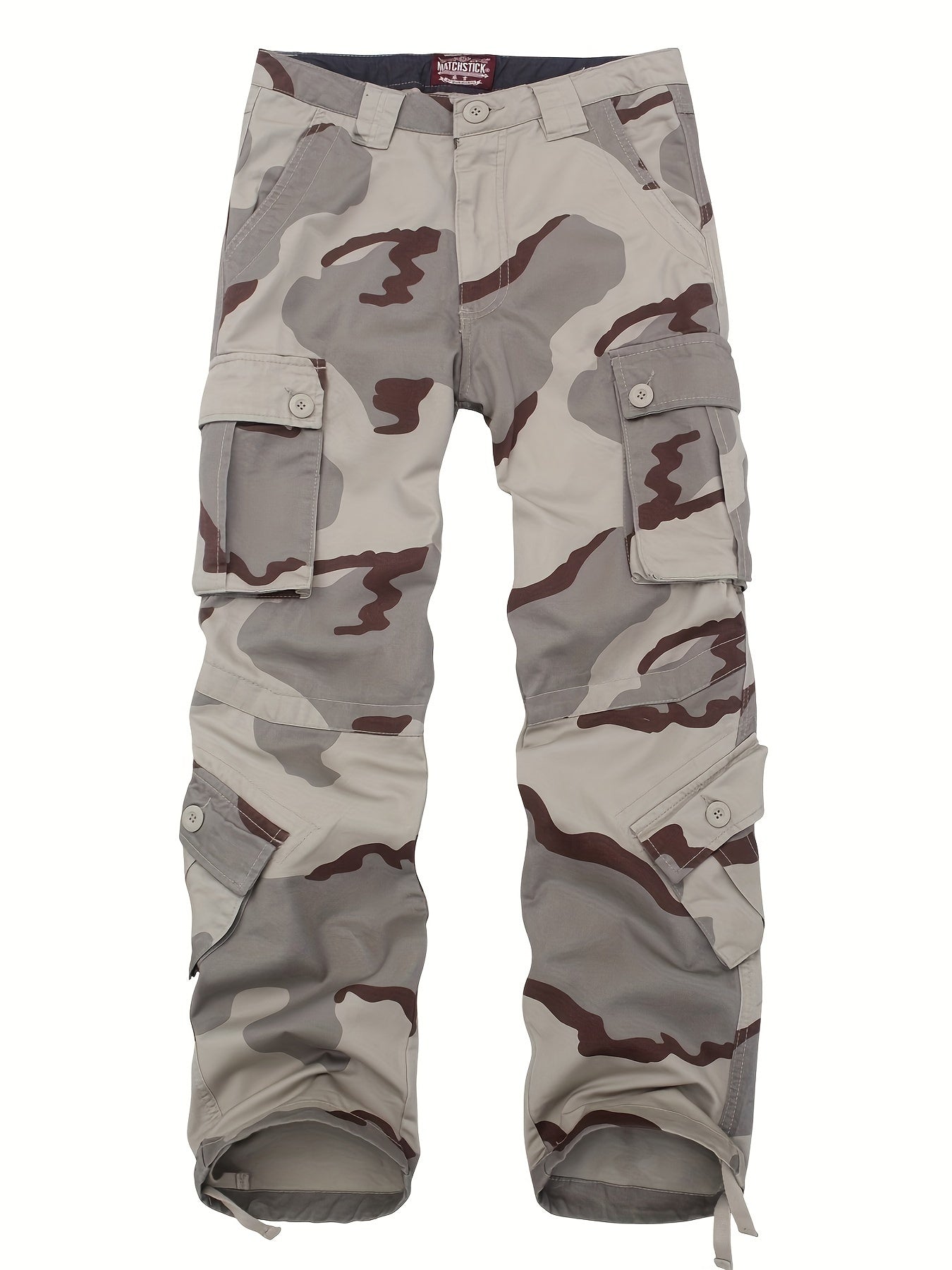 Camo Cargo Pants for Men: Cotton, Casual Fit, Zip & Drawstring Closure Camo Colors