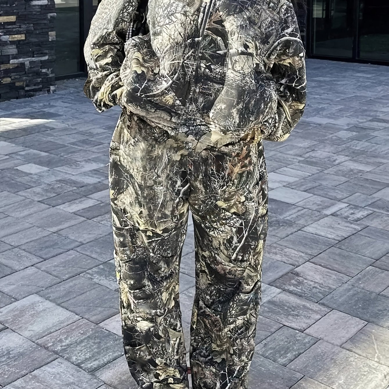 Women's Casual Printed Long Sleeve Zipper Hooded Suit Camo Colors