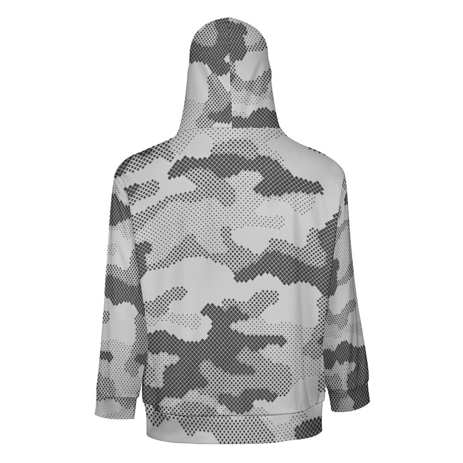 Zip Camo Hoodie | Black & White Dotted Camouflage Camo Colors