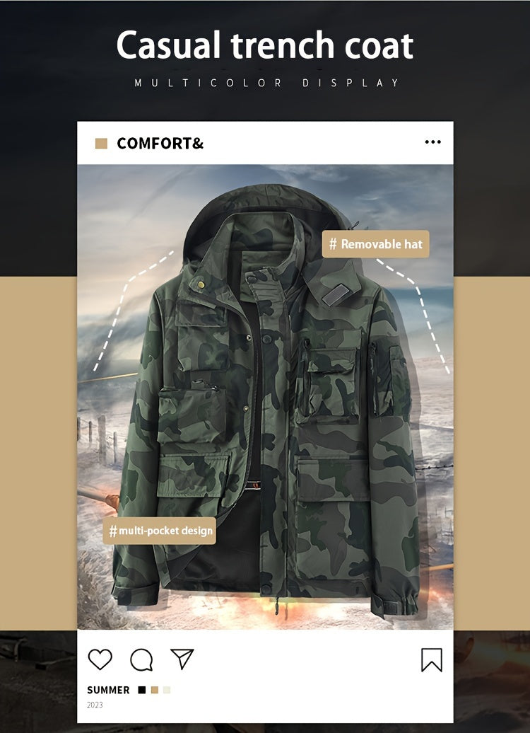 Men's Camo Jacket | Outdoor Stylish with Removable Hood Camo Colors