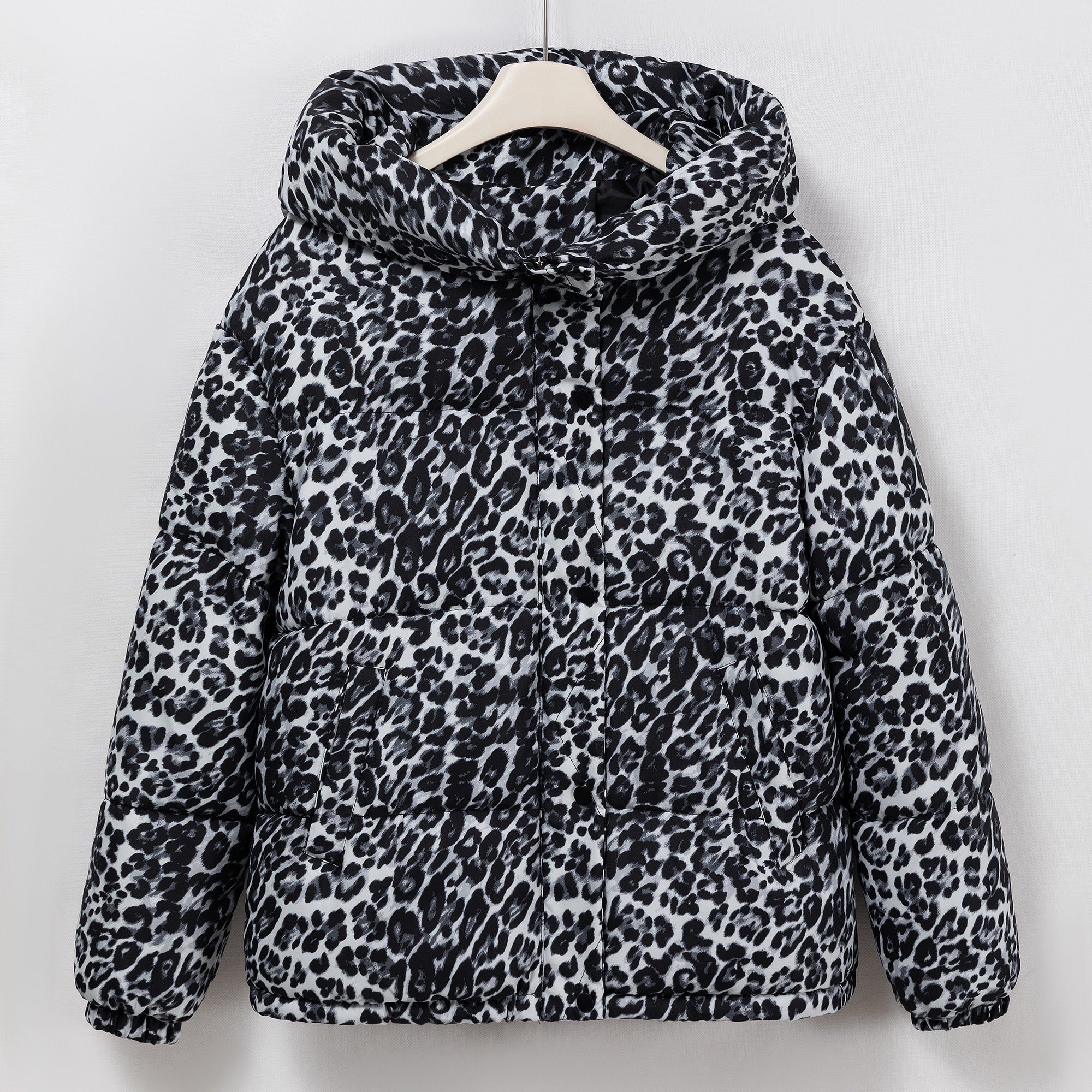 Fashionable Leopard Print Women's Puffer Coat | Camo Colors