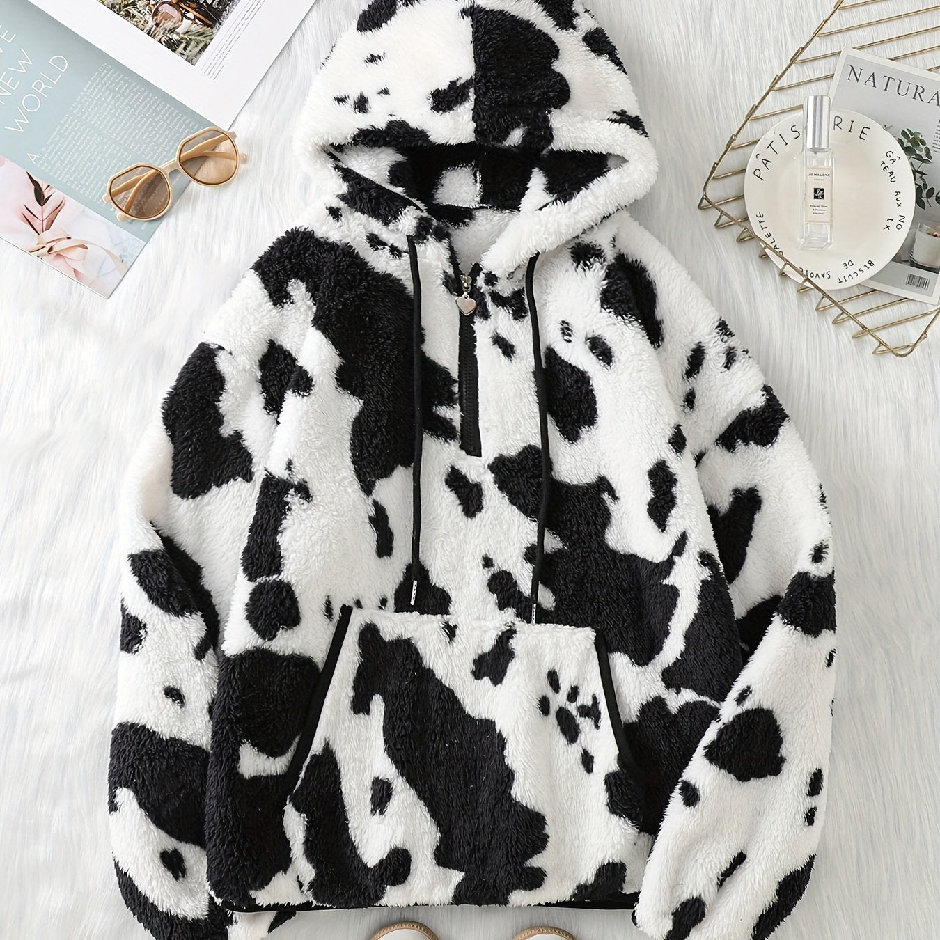 Women's Elegant Leopard Print Hooded Faux Fur Jacket | Camo Colors