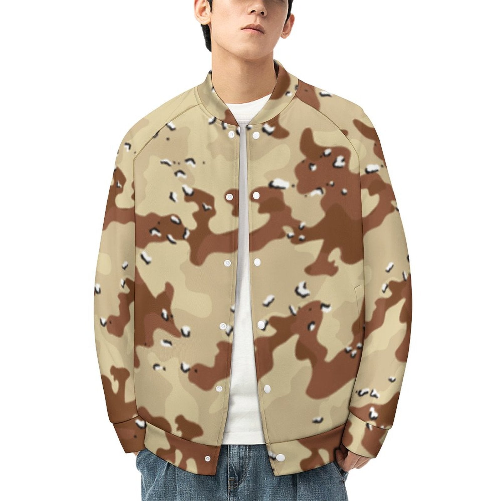 Men's Baseball Jacket | Brown Desert Storm Camouflage