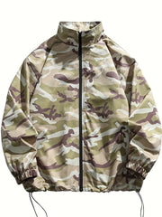 Military Style Men's Camo Jacket in Khaki and Green Camo Colors