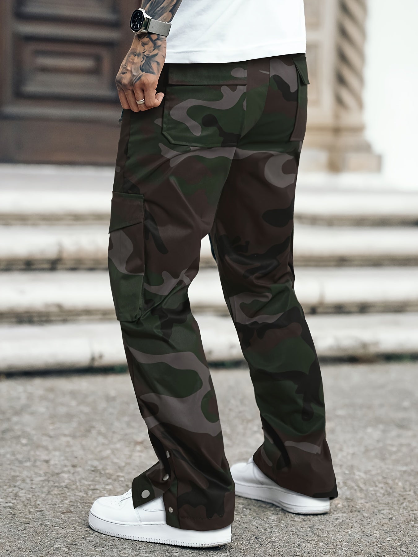 Men's Camouflage Overalls | Street Style in Green / Gray Camo Colors