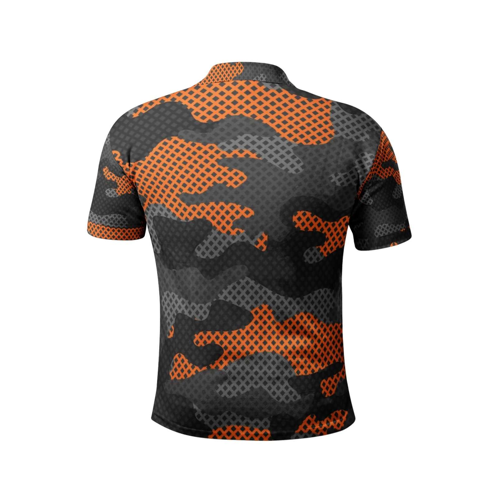 Camo Golf Shirt | Orange & Black Pixel Camo Colors