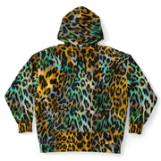 Plus-size Hoodie in Yellow & Blue Abstract Leopard Print | Camo Colors