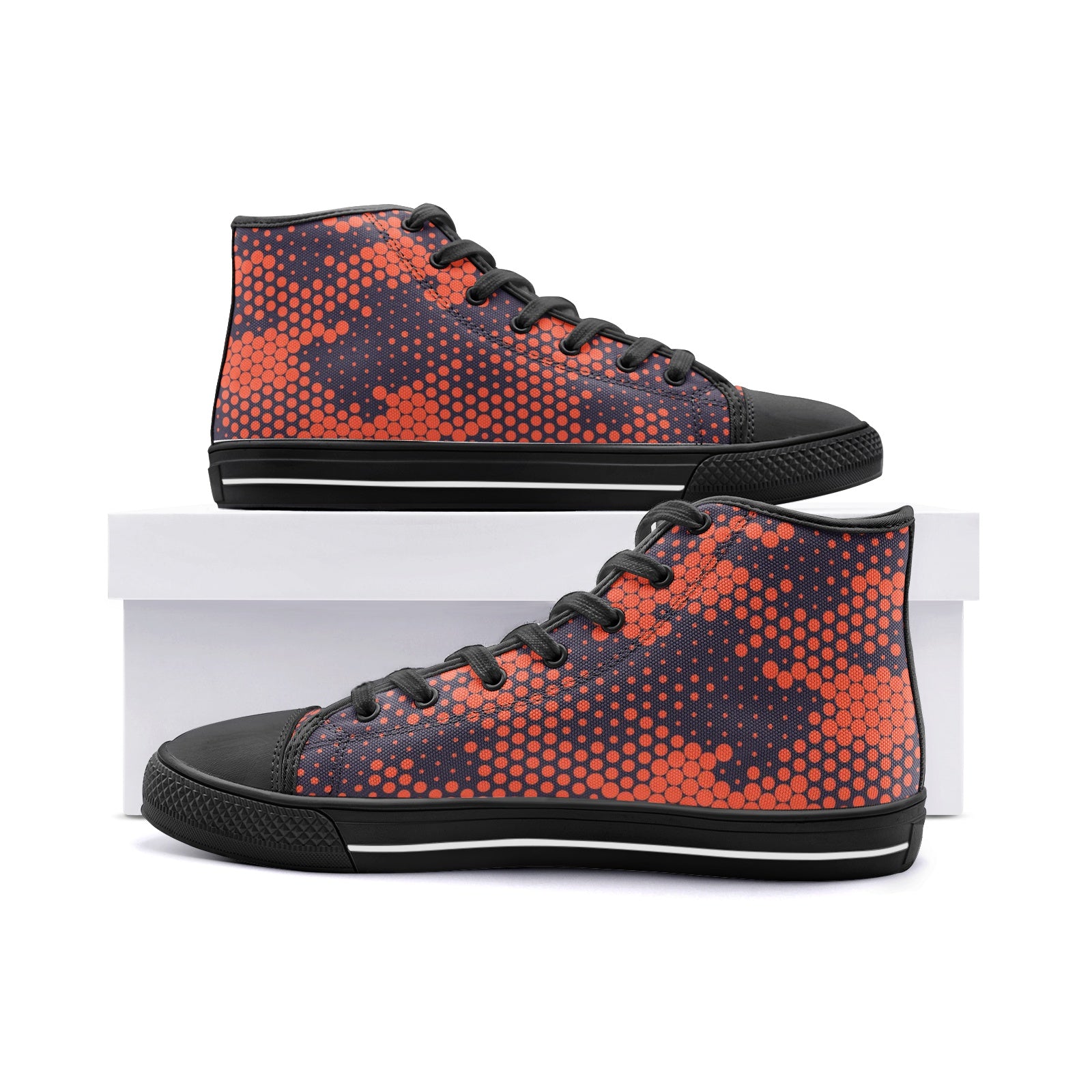 Camo Shoes | HIgh Top Canvas | Orange & Blue Digital Camo Colors