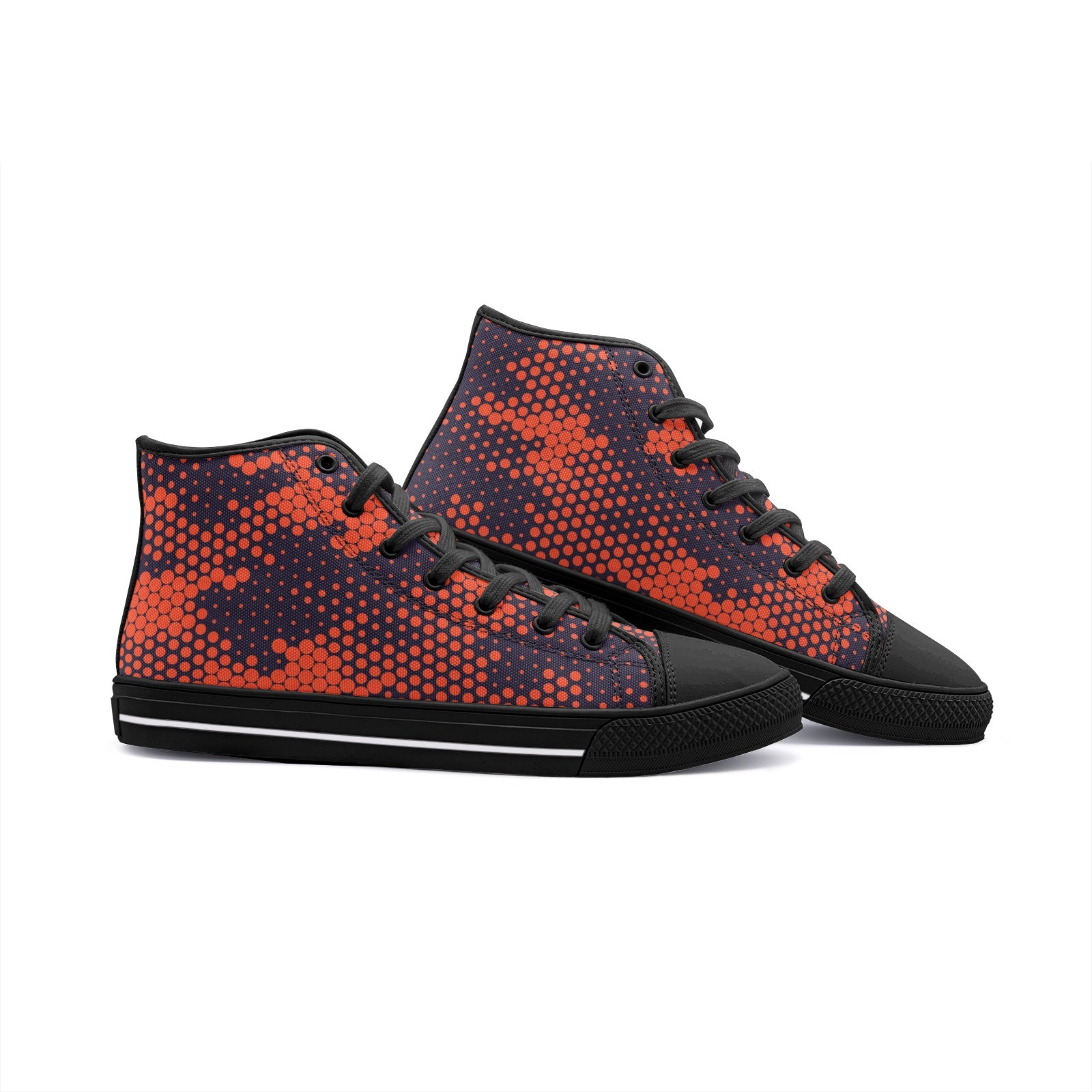 Camo Shoes | HIgh Top Canvas | Orange & Blue Digital Camo Colors