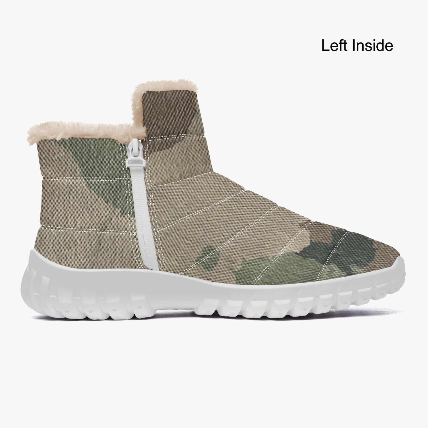 Camo Boots | Cotton-pad Fur Zipper Up | Dirty Brown Camo Colors