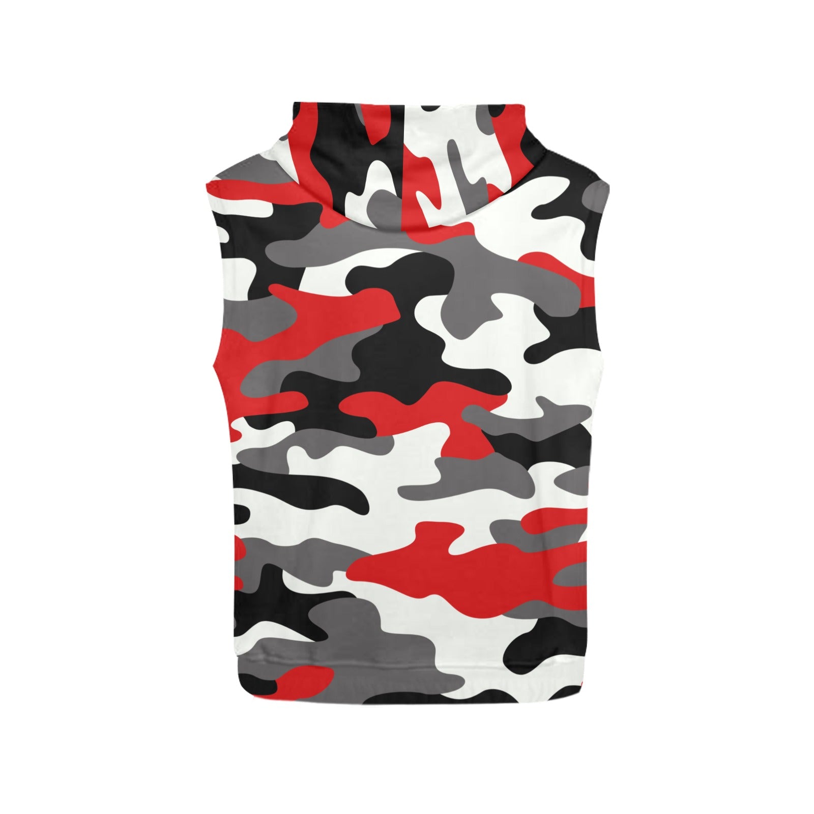 Sleeveless Camo Hoodie For Women | Red, Black, and White Camo Colors