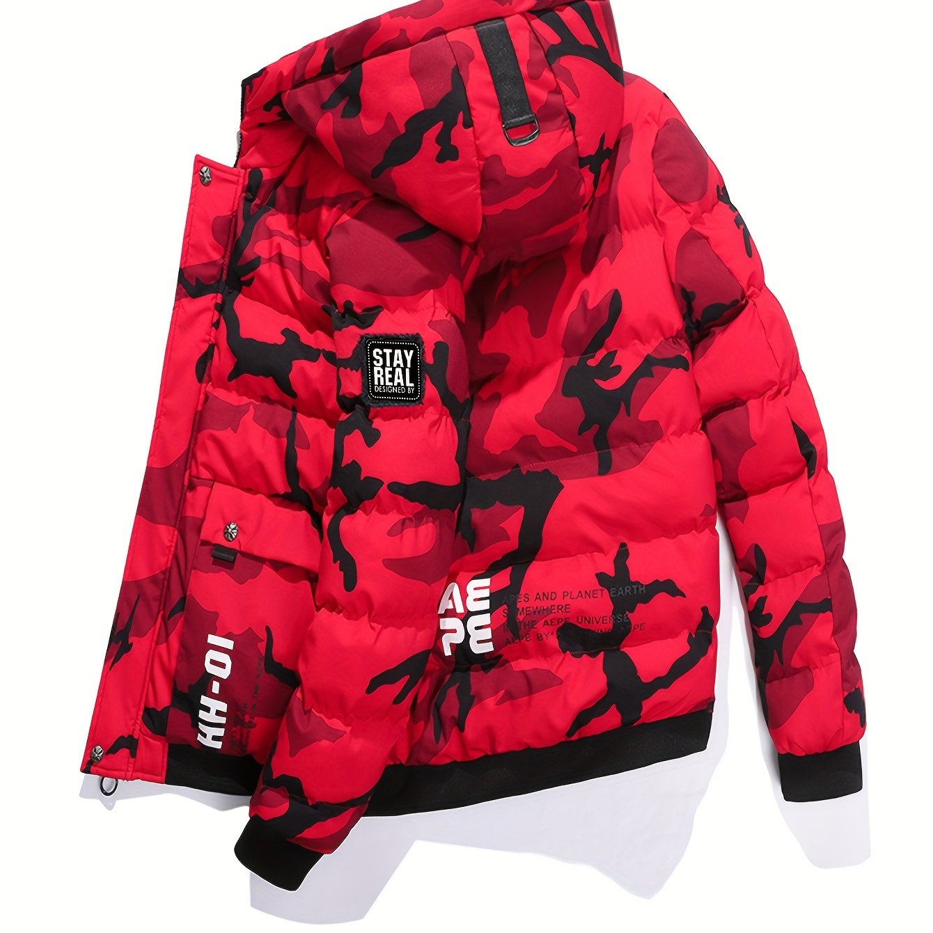 Men's Camo Hooded Jacket: Comfy, Warm Outerwear for Autumn/Winter Camo Colors