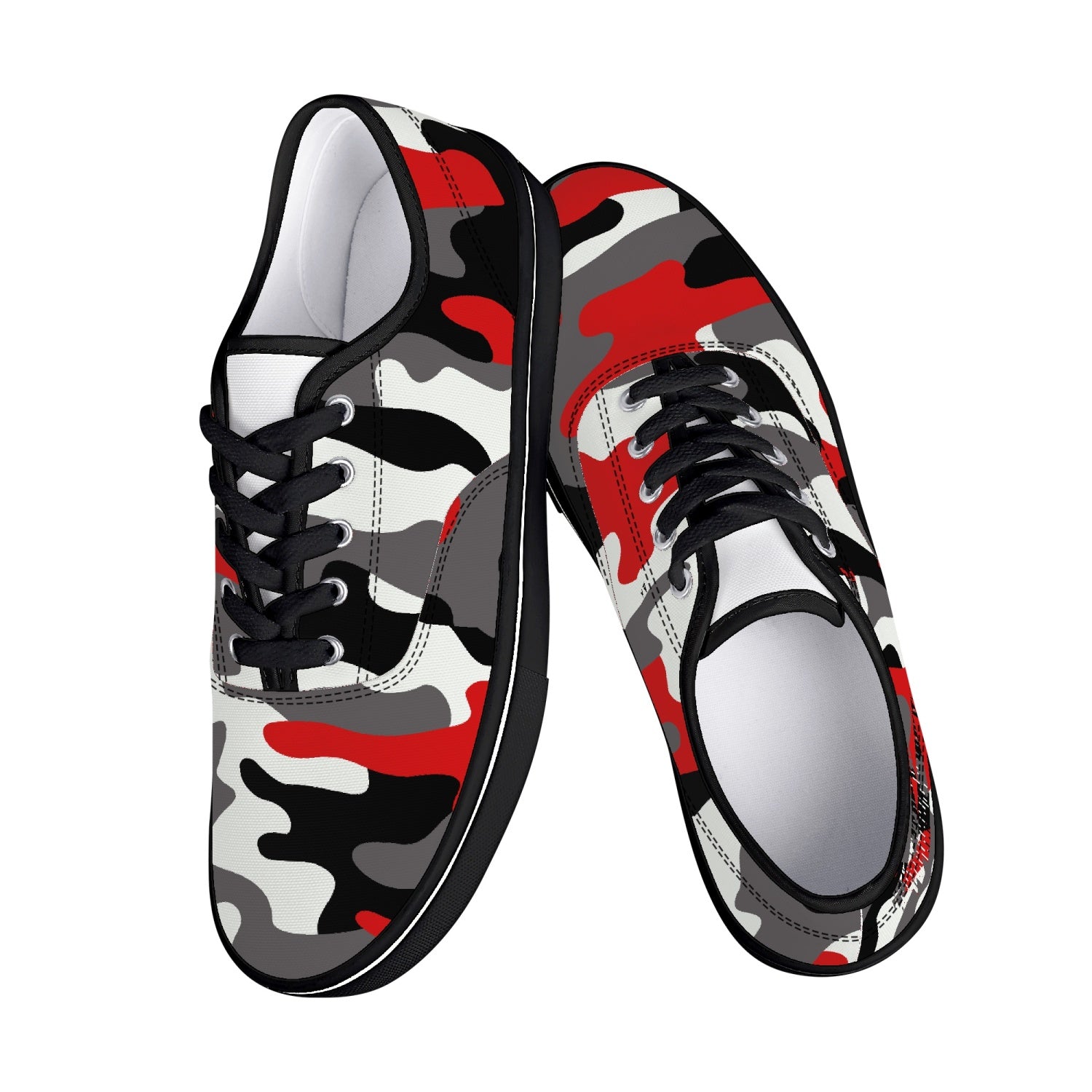 Camo Skate Shoes | Red, Black, and White Camouflage Camo Colors