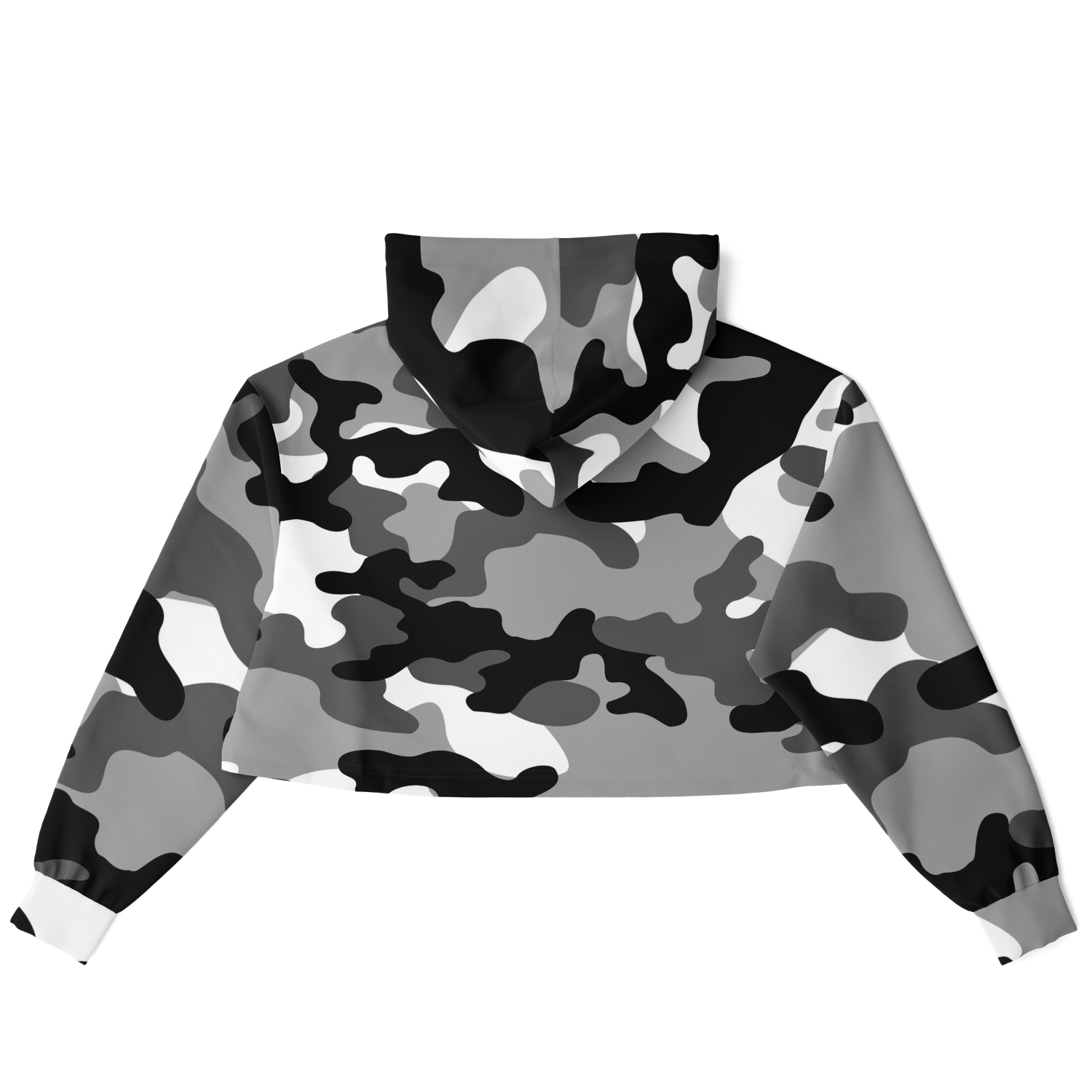Cropped Hoodie For Women | Black, White & Gray Camouflage Camo Colors