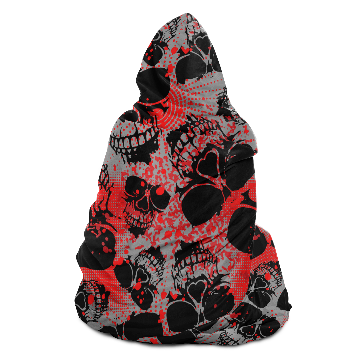 Blanket Hoodie | Red Skulls Camo Print | Microfleece Lining | Camo Colors
