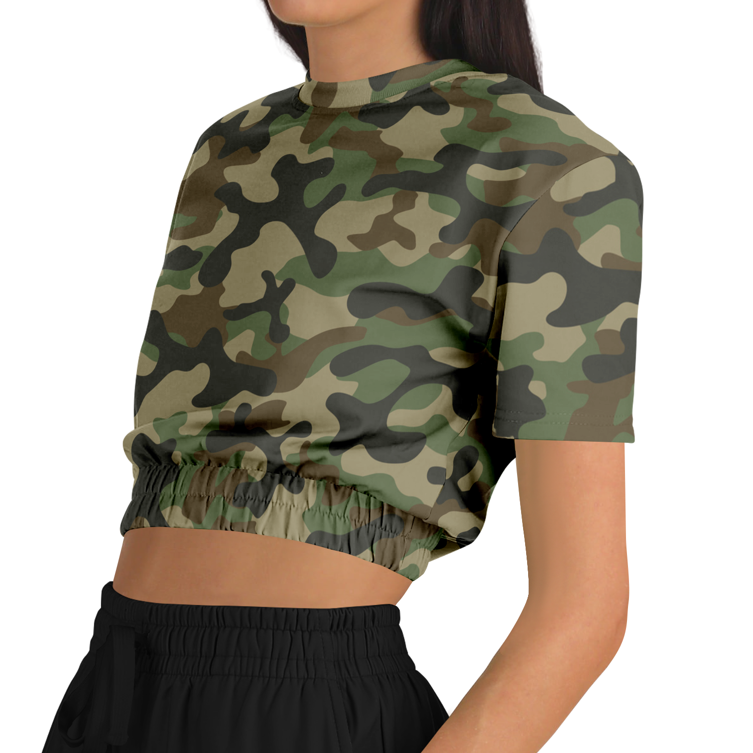 Camo Crop Top Sweatshirt | Military Brown Camo Colors