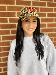 Leopard Monogram Hidden Ponytail Hat Camo Colors