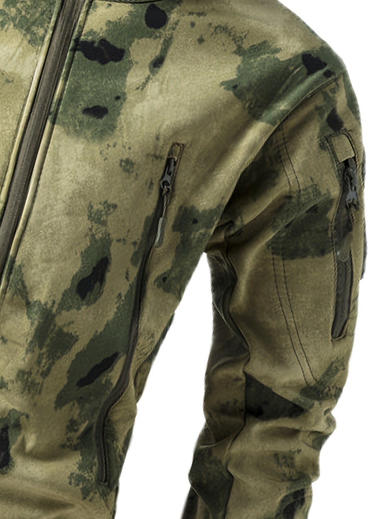 Men's Military Camo Jacket | Hooded Windbreaker with Zippered Pockets, Removable Hood Camo Colors