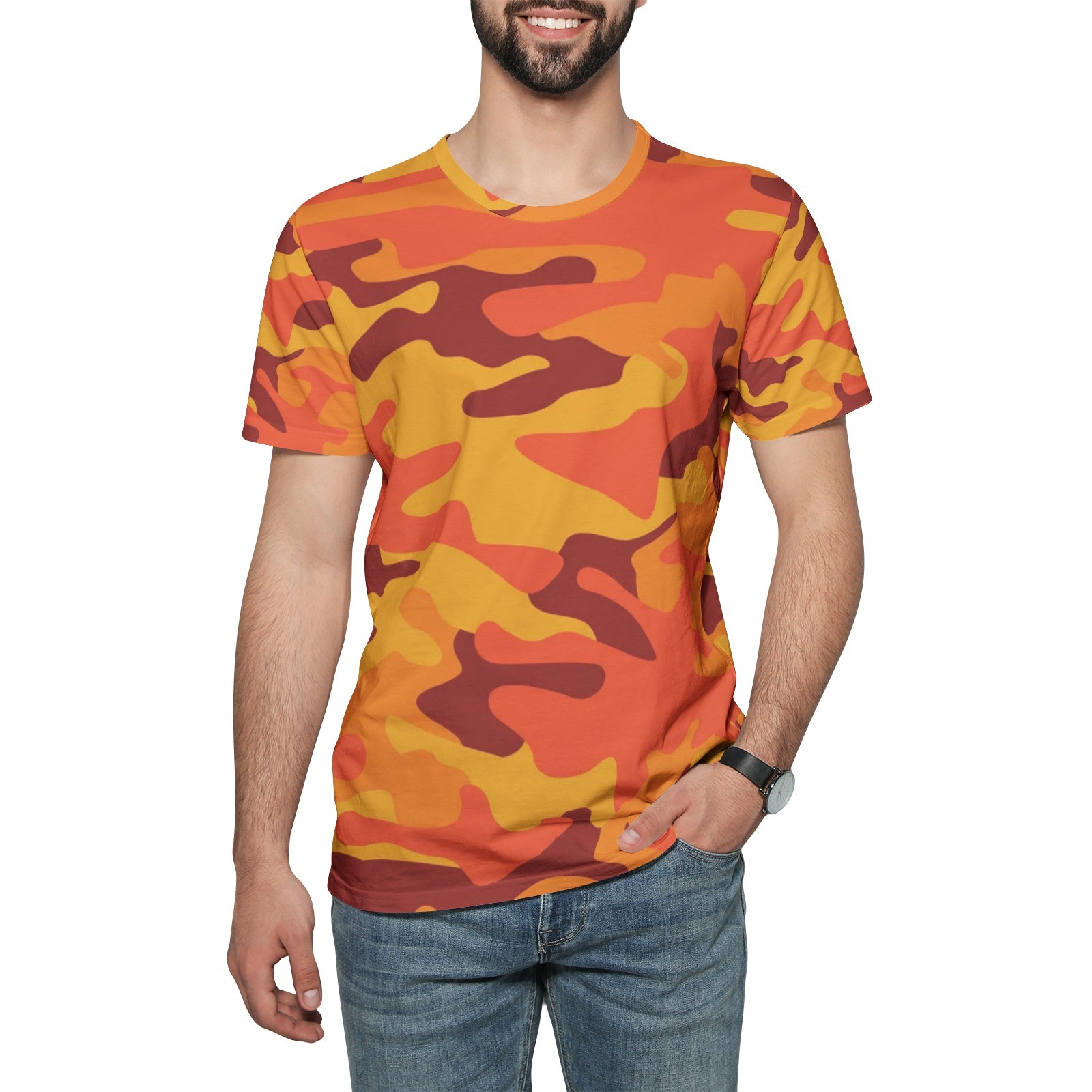 Camo T-shirt | Cotton | Unisex | Orange & Red Camouflage Camo Colors