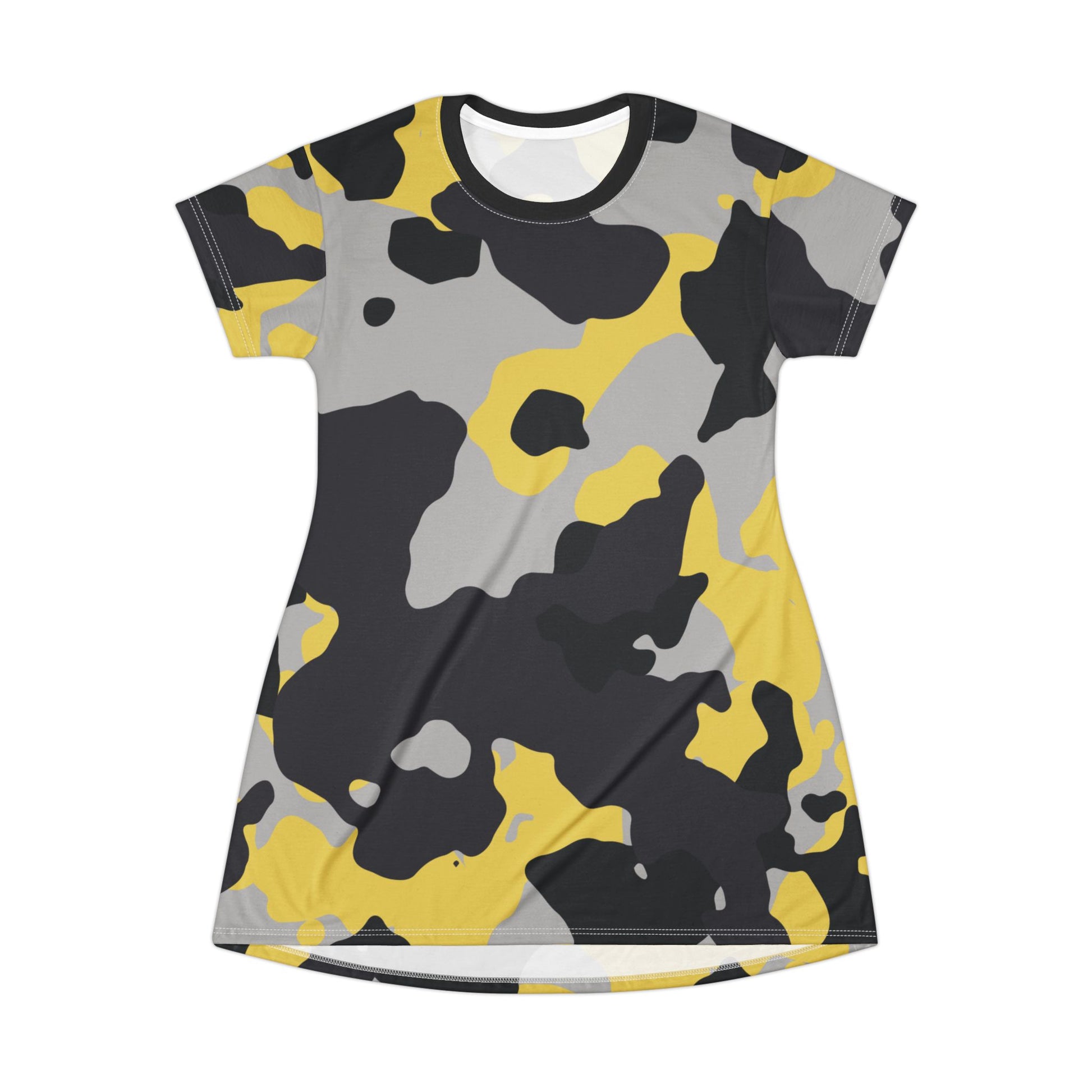 Camo T-Shirt Dress | Yellow, Black, and Silver Camouflage Camo Colors