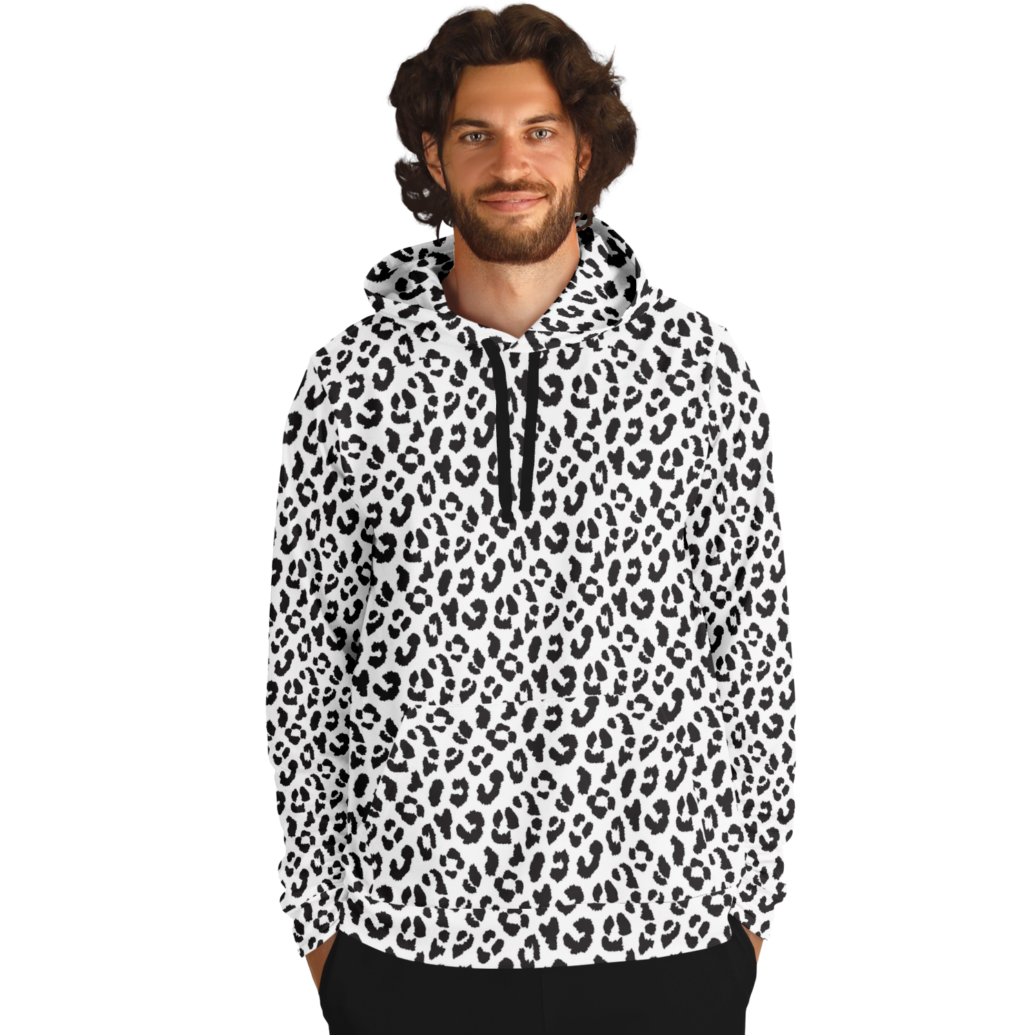 Leopard Hoodie | Black and White Pattern | Unisex Camo Colors