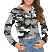 Cropped Camo Hoodie | Regular Fit | White, Black, and Gray Camouflage Camo Colors