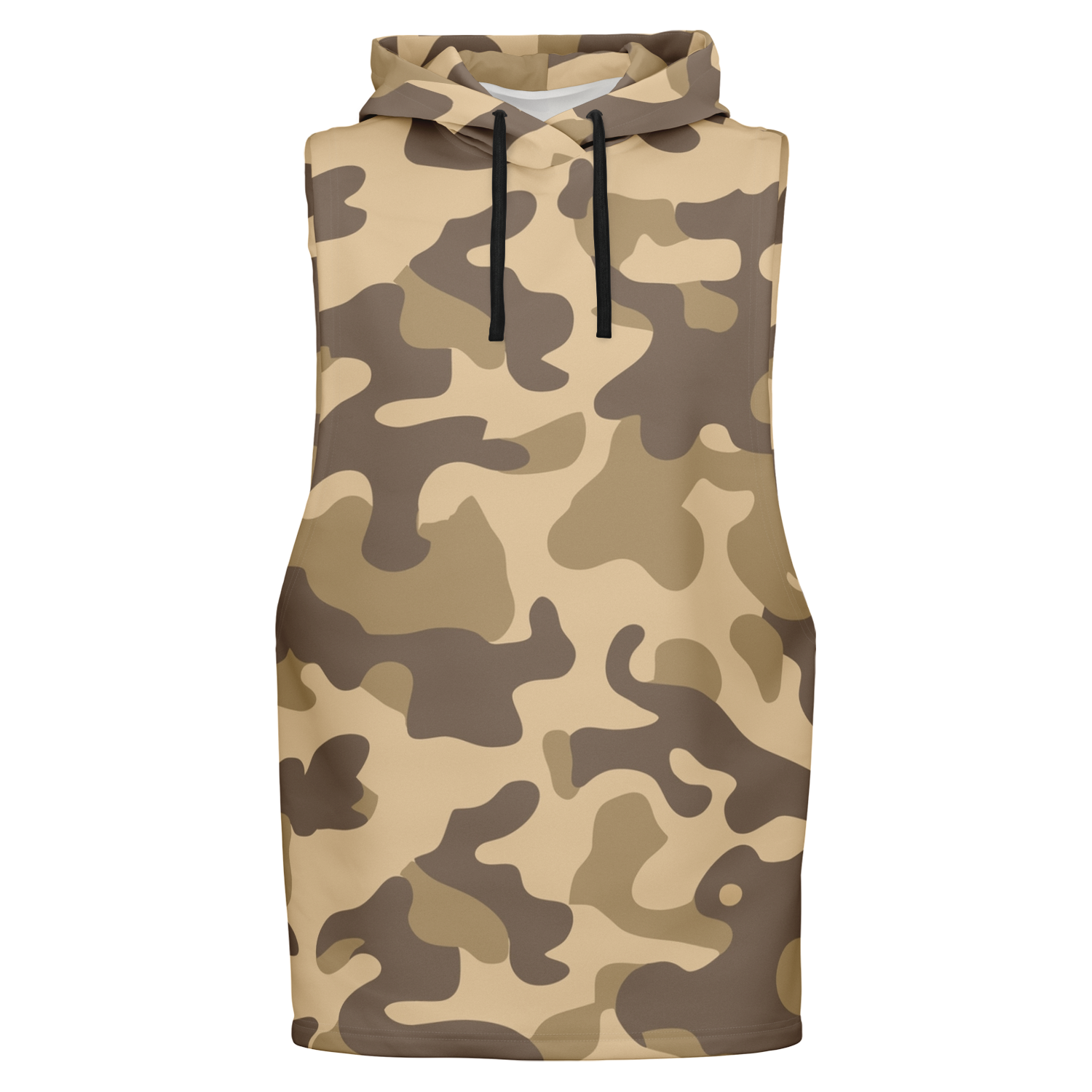 Sleeveless Hoodie in Khaki Camouflage