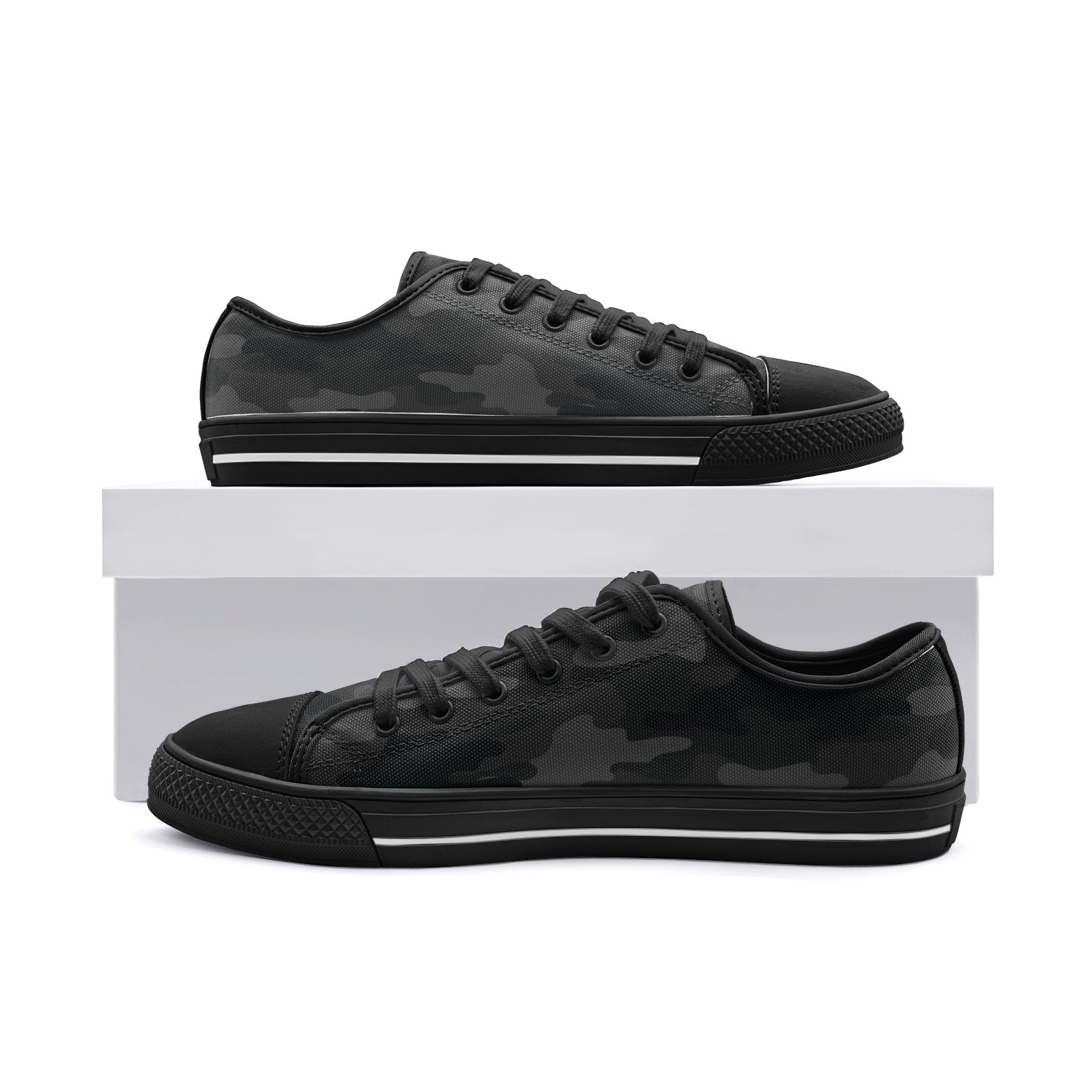 Camo Shoes | Low Top Canvas | Black Camouflage Camo Colors