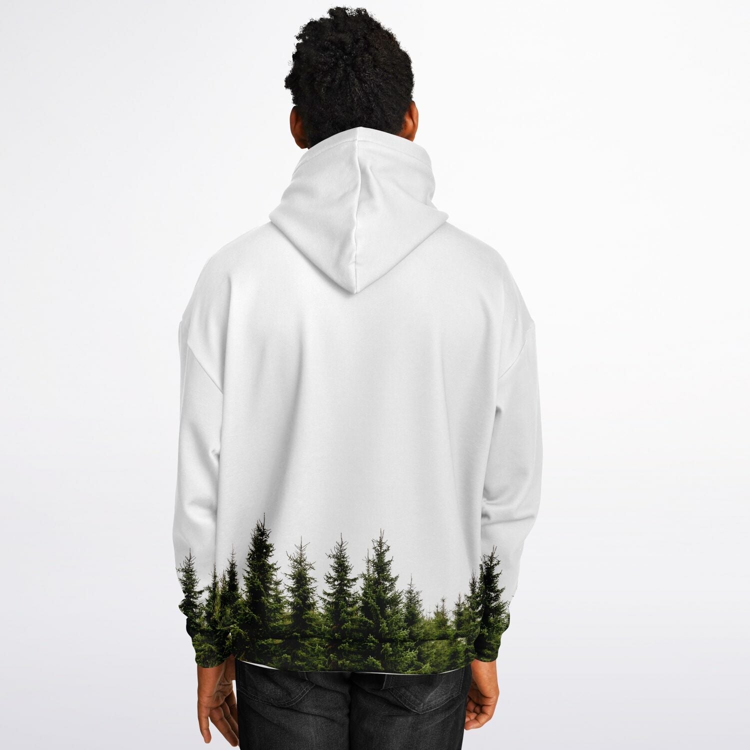 Heavyweight Oversized Hoodie | Pine Trees on a White Background | Camo Colors
