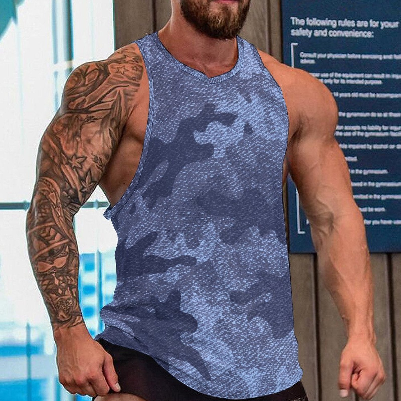 Camo Tank Top | Blue Denim Camouflage Camo Colors