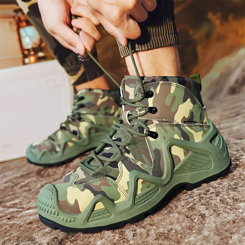 Men’s Comfy High Top Lace-Up Camouflage Walking Shoes Camo Colors