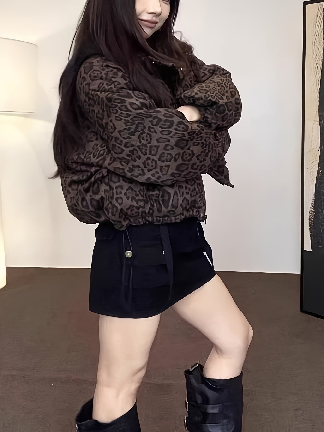 Chic Leopard Print Puffer Jacket for Women | Camo Colors